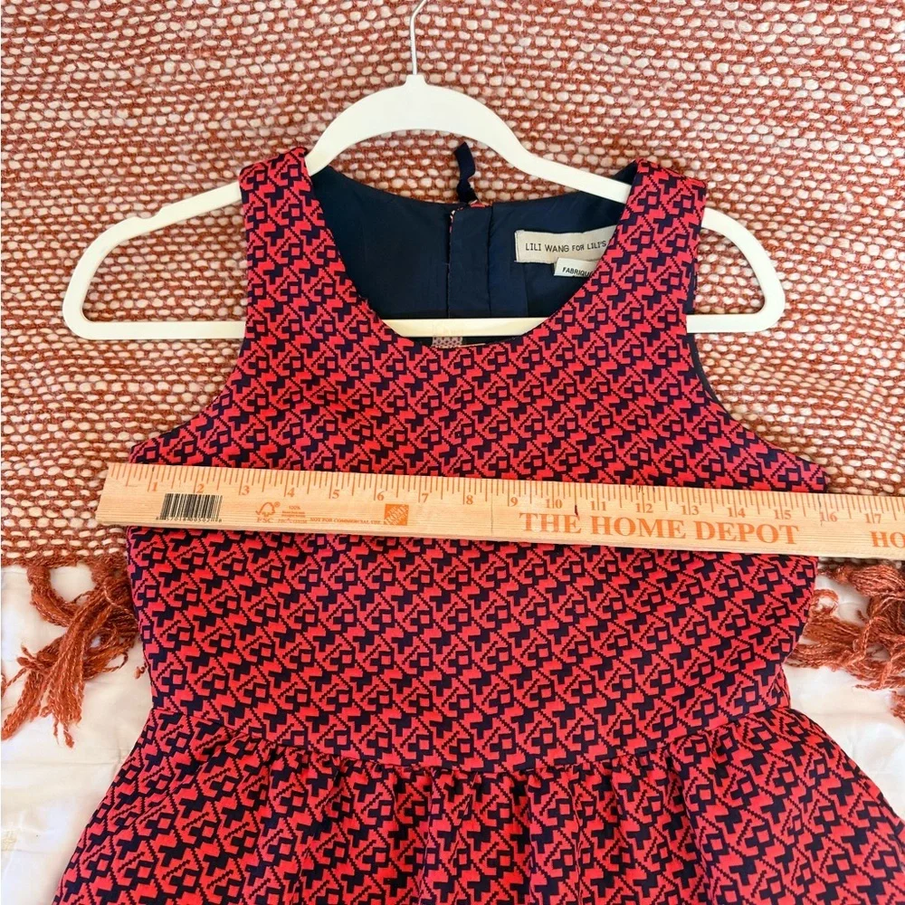 Anthropologie Red and Blue Patterned Midi Dress - Picture 10 of 11